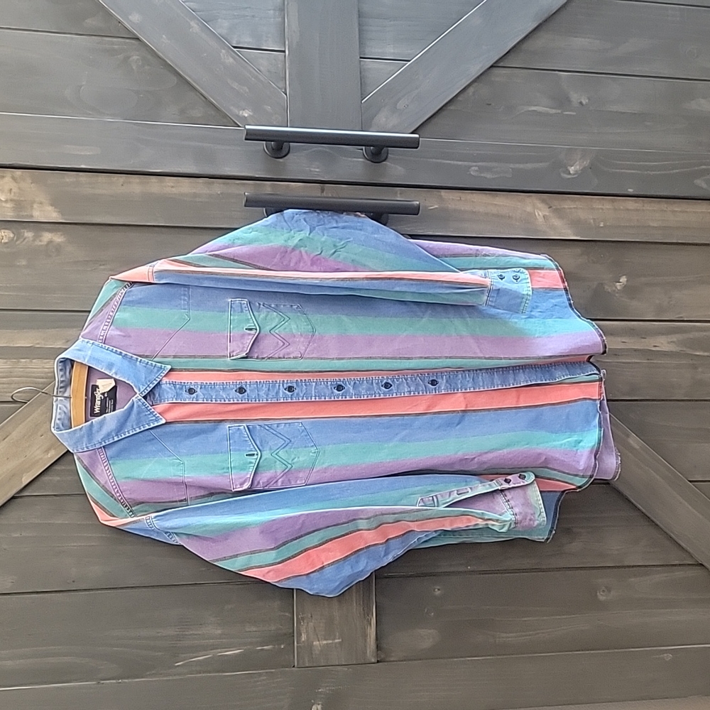 Vintage Wrangler brushpopper button up western shirt